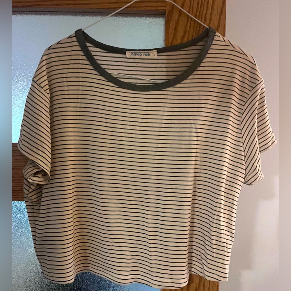 Olivia Rae Size L Striped Cropped T-Shirt. So soft!